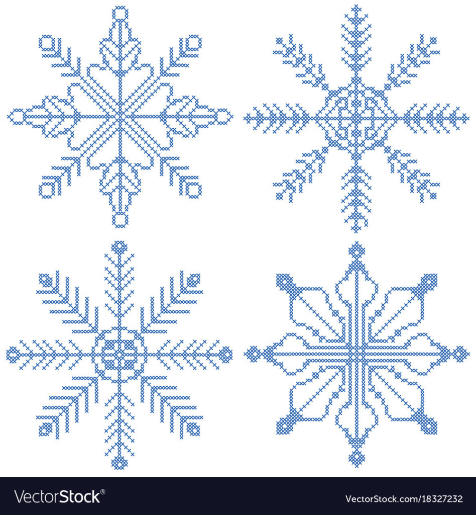 4 Cross Stitch Snowflakes Royalty Free Vector Image