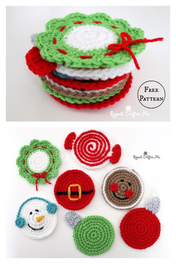 5 Christmas Coasters Free Crochet Patterns