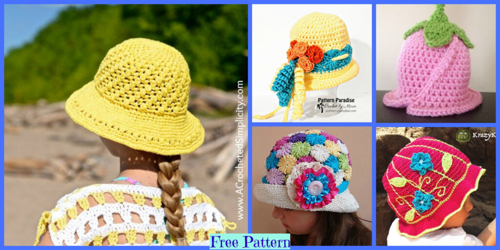 6 Summer Sun Hats Free Crochet Patterns DIY 4 EVER