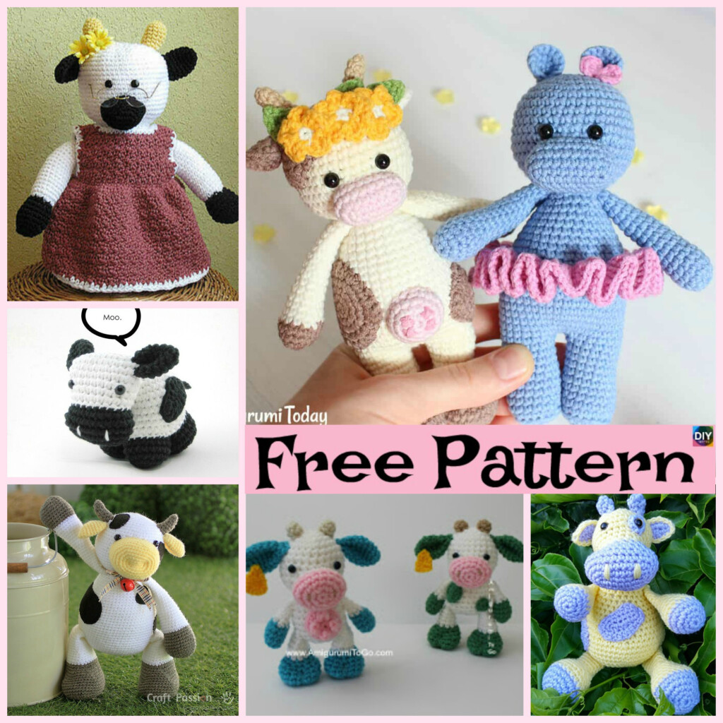 6 Super Cute Crocheted Amigurumi Cow Free Patterns DIY 4 EVER