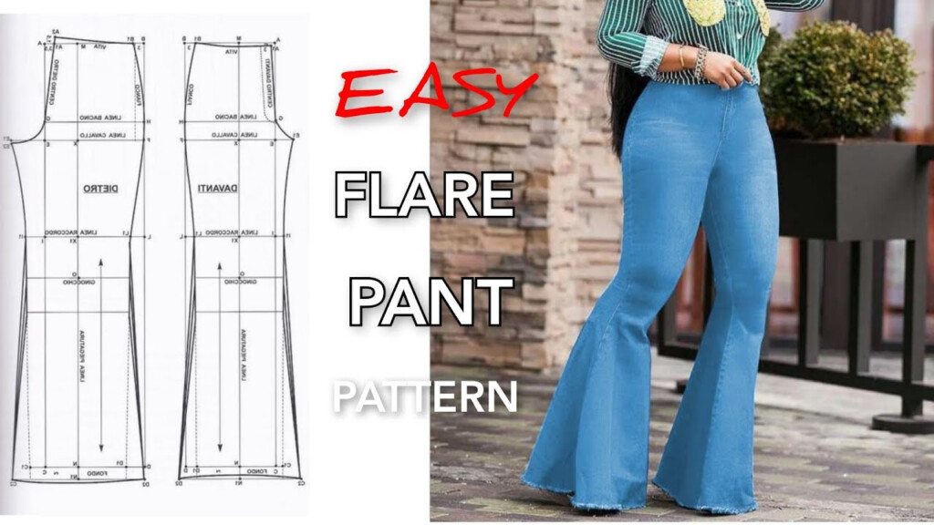 ANELISE Flare High Waist Pants Sewing Pattern 34 36 38 40 42 Canada 