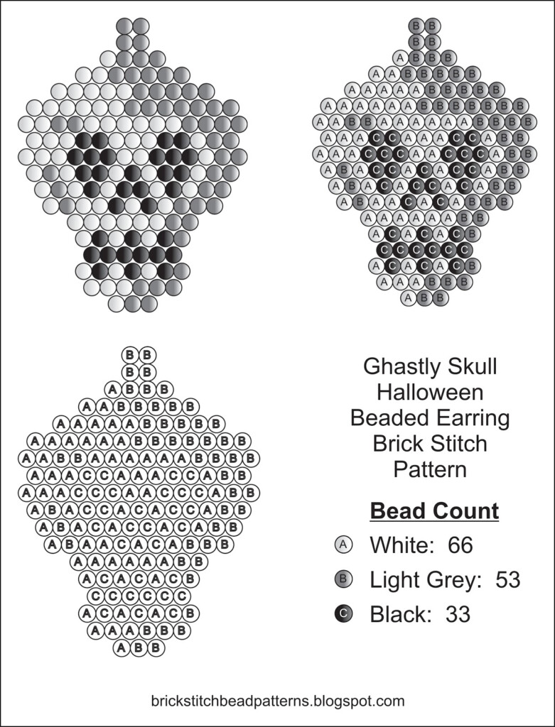 Brick Stitch Bead Patterns Journal Ghastly Skull Free Brick Stitch 