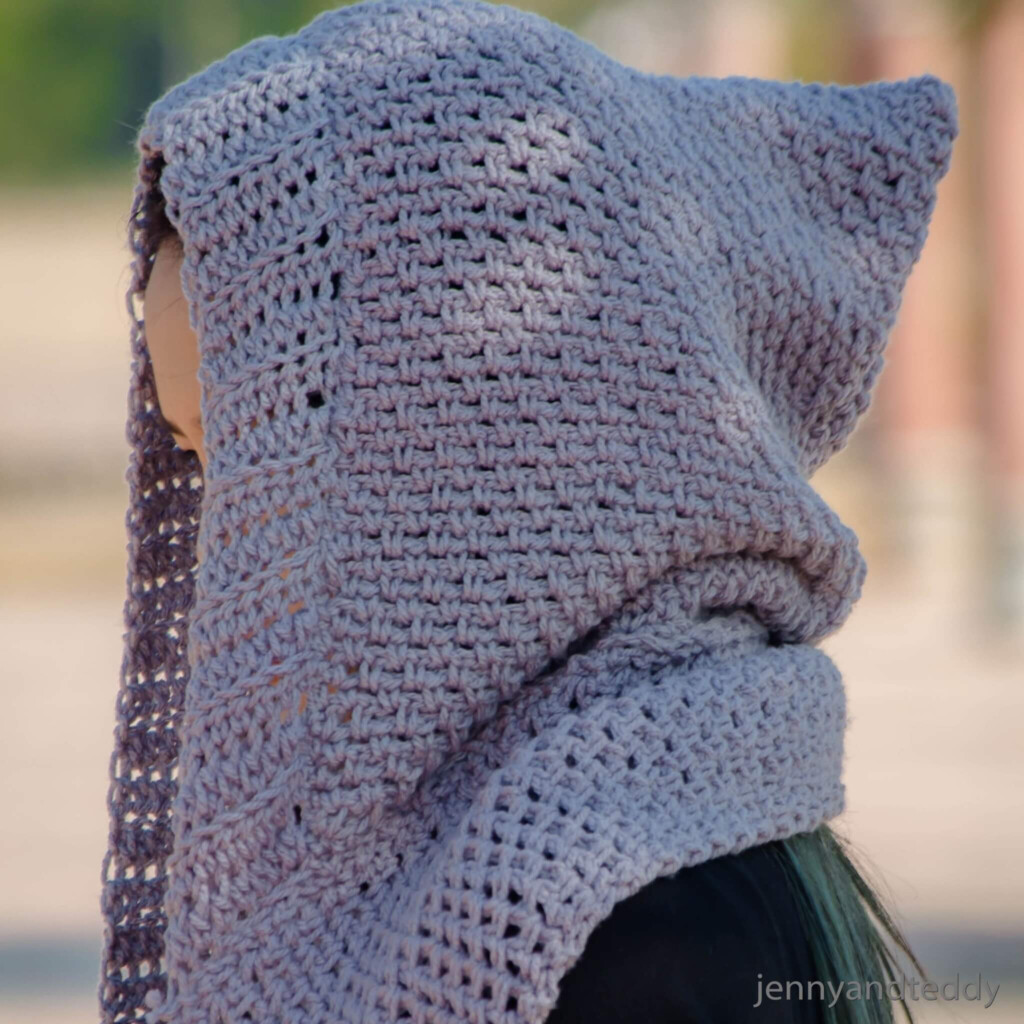 Chole Easy Hooded Scarf With Pocket Free Crochet Pattern 