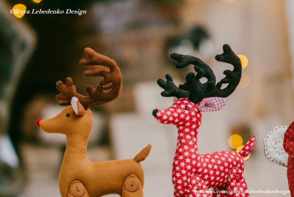 Christmas Stuffed Reindeer Sewing Pattern Shop Olesya Lebedenko Design