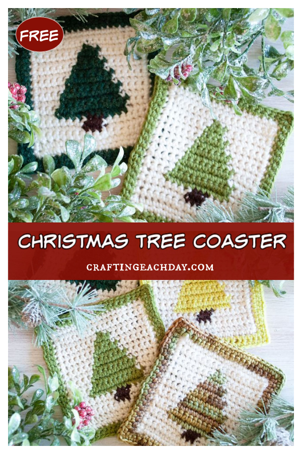 Christmas Tree Coaster Free Crochet Pattern