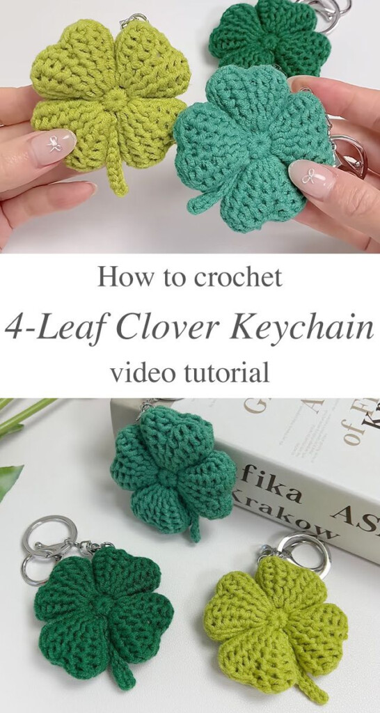 Crochet Four Leaf Clover Keychain Free Patterns