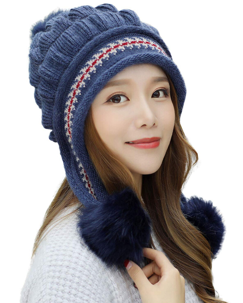Crochet Hat With Pom Poms EMBROIDERY ORIGAMI
