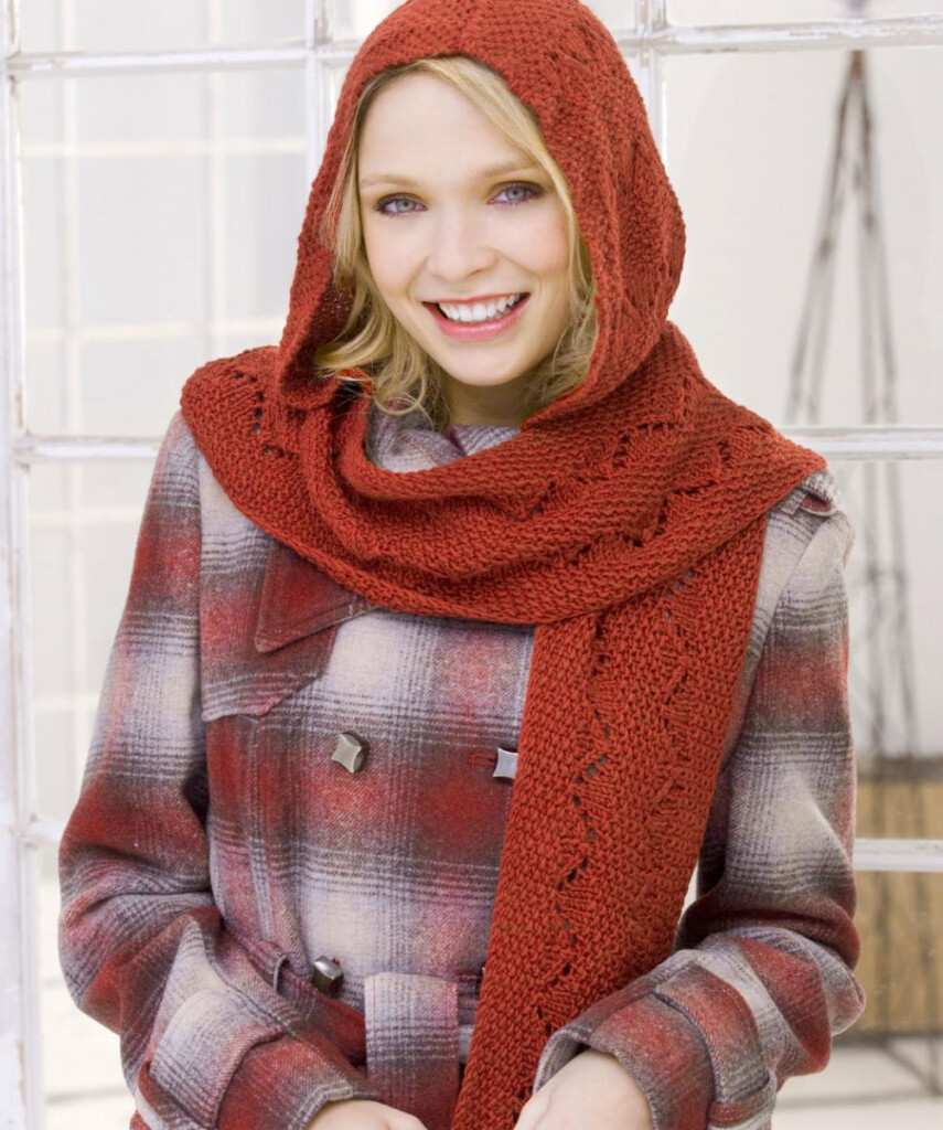 Crochet Hooded Scarf Pattern Comfy Hooded Scarf Red Heart Mecrochet