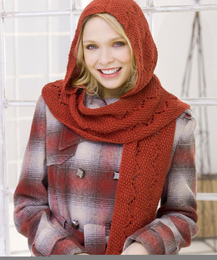 Crochet Hooded Scarf Pattern Comfy Hooded Scarf Red Heart Mecrochet
