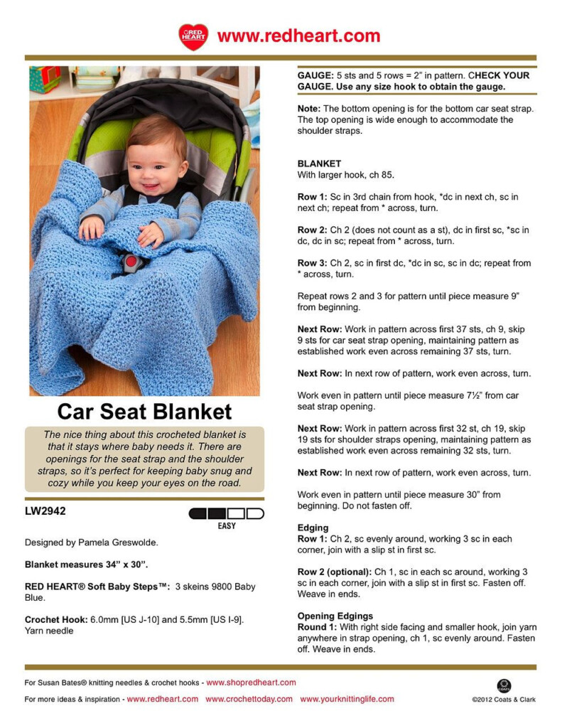 Crochet Pattern For Car Seat Blanket Velcromag