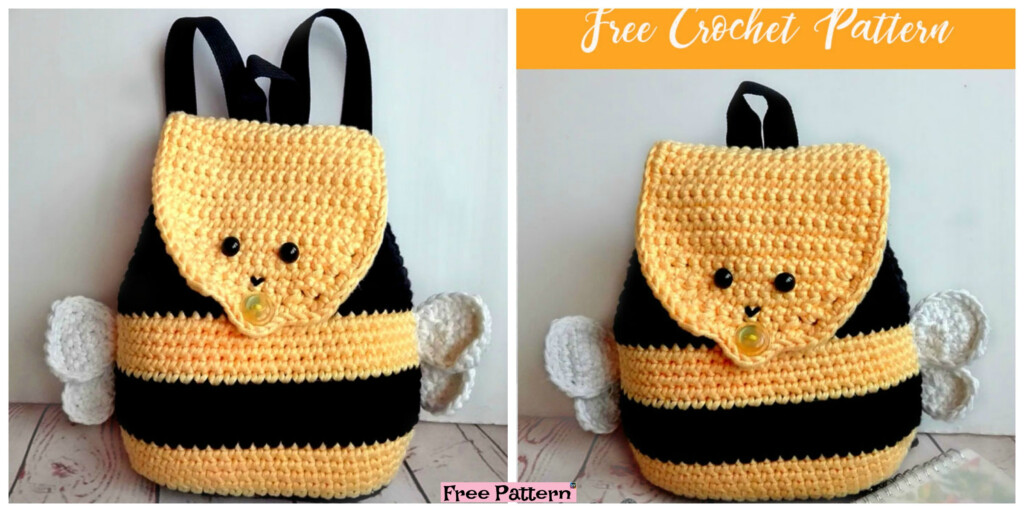 Cute Crochet Bumble Bee Backpack Free Pattern DIY 4 EVER