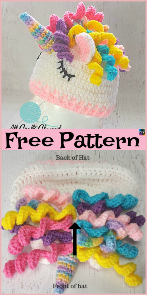 Cute Crochet Unicorn Hat Free Pattern DIY 4 EVER