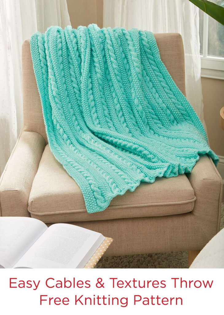 Easy Cables Texture Throw Free Knit Pattern In Red Heart Yarn Super 