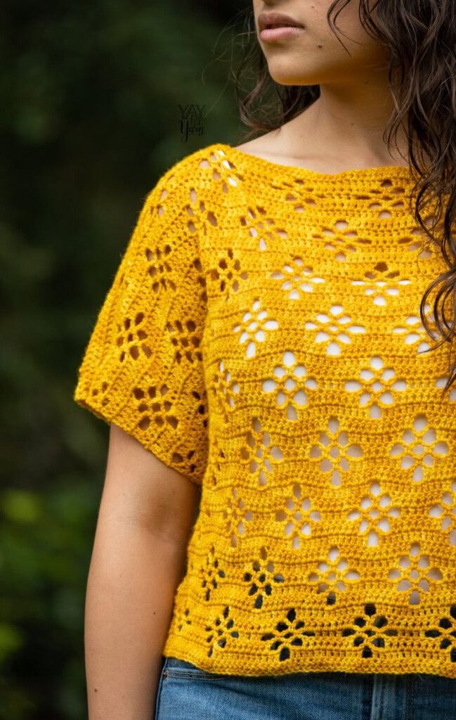 FREE Crochet Lace Top Pattern Video Tutorial Daisy Tee Plus Size 