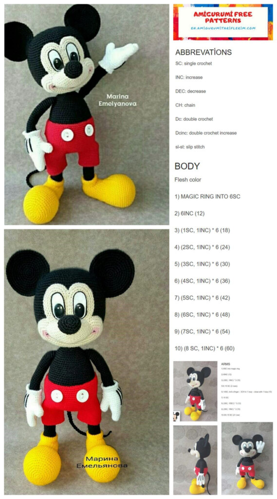 Free Crochet Pattern Mickey Mouse Printable Templates Free