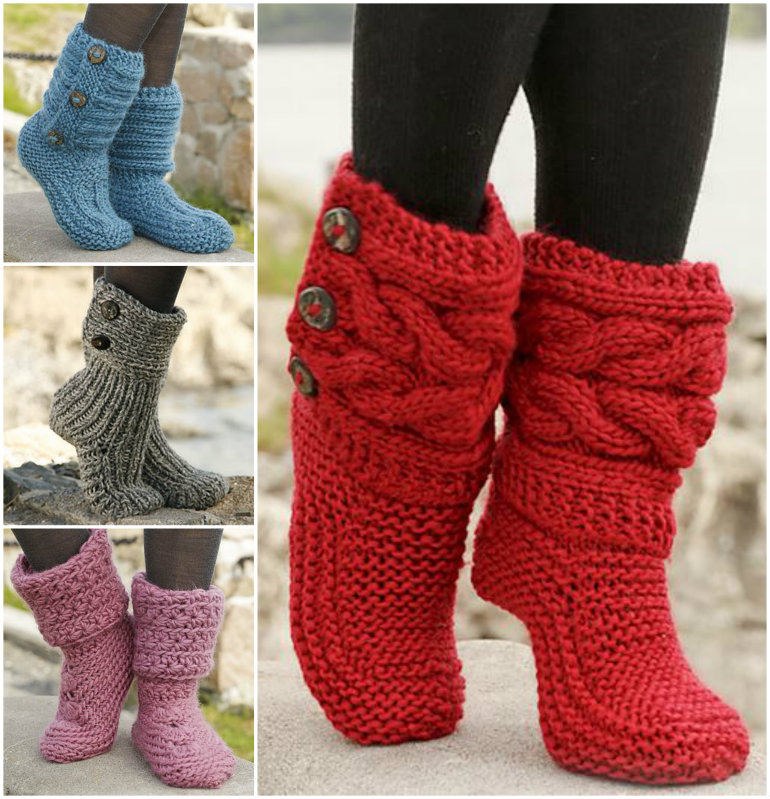 Free Knitted Crochet Slipper Boots Patterns