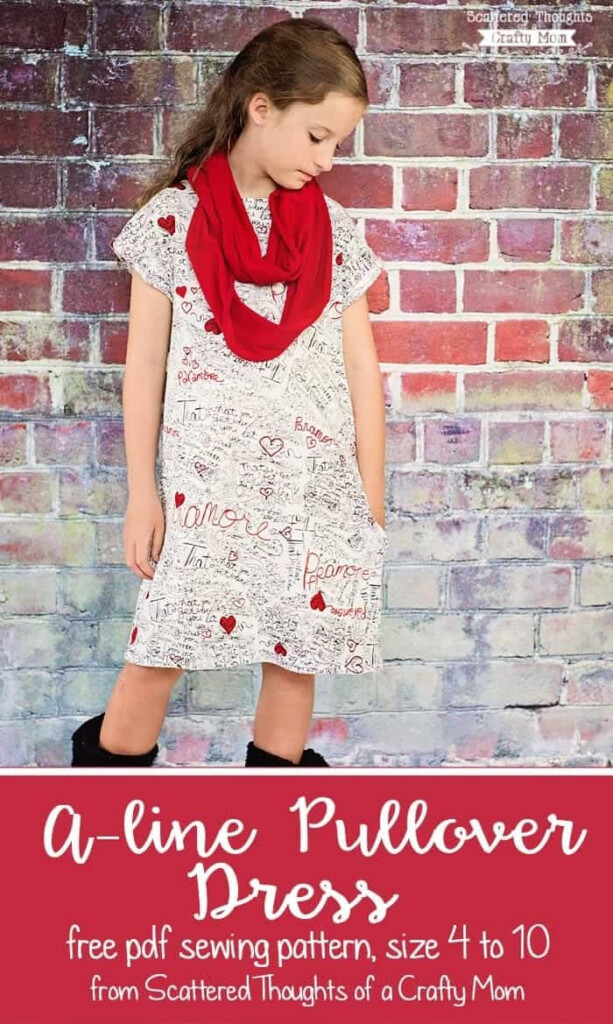 Girl 39 s A line Pullover Dress Free Pattern Size 4 To 10 Scattered 