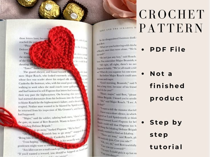 Heart Bookmark Crochet PATTERN ONLY Easy Quick Crochet Pattern 