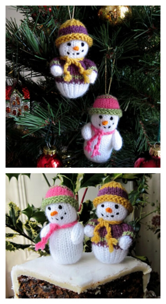 Knitted Teeny Tiny Snowman With Pattern