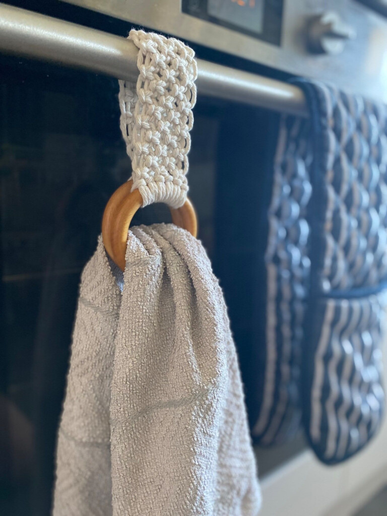 Macrame Kitchen Towel Holder Kitchen Farmhouse Accessories Etsy In 