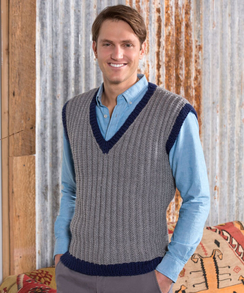 Man s Seeded Rib Vest Pattern Sweater Dress Pattern Crochet Sweater 