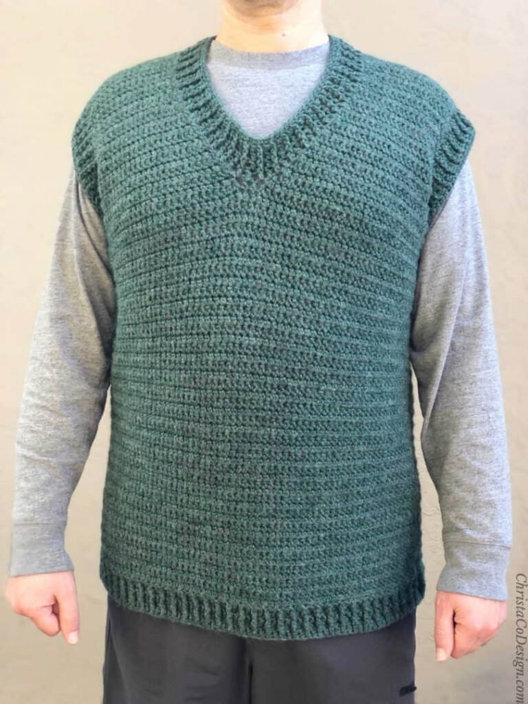 Men 39 s Crochet Sweater Vest Pattern Free Alfonso Vest ChristaCoDesign