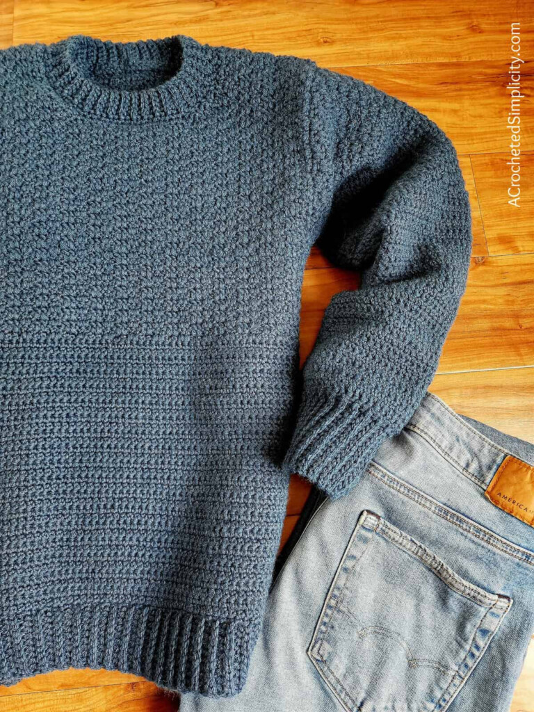 Men 39 s Split Level Pullover Free Crochet Sweater Pattern A Crocheted 