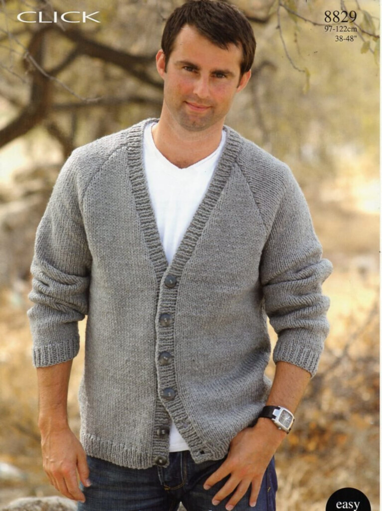 Mens Easy Knit Cardigan Knitting Pattern Pdf Mens Chunky Jacket Raglan 