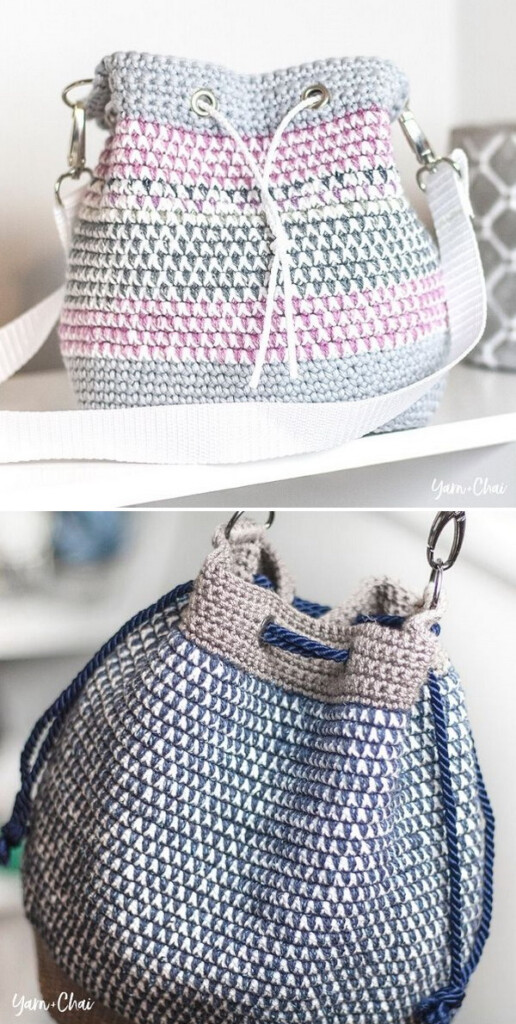 Mosaic Bucket Bag Free Crochet Pattern Weave Crochet