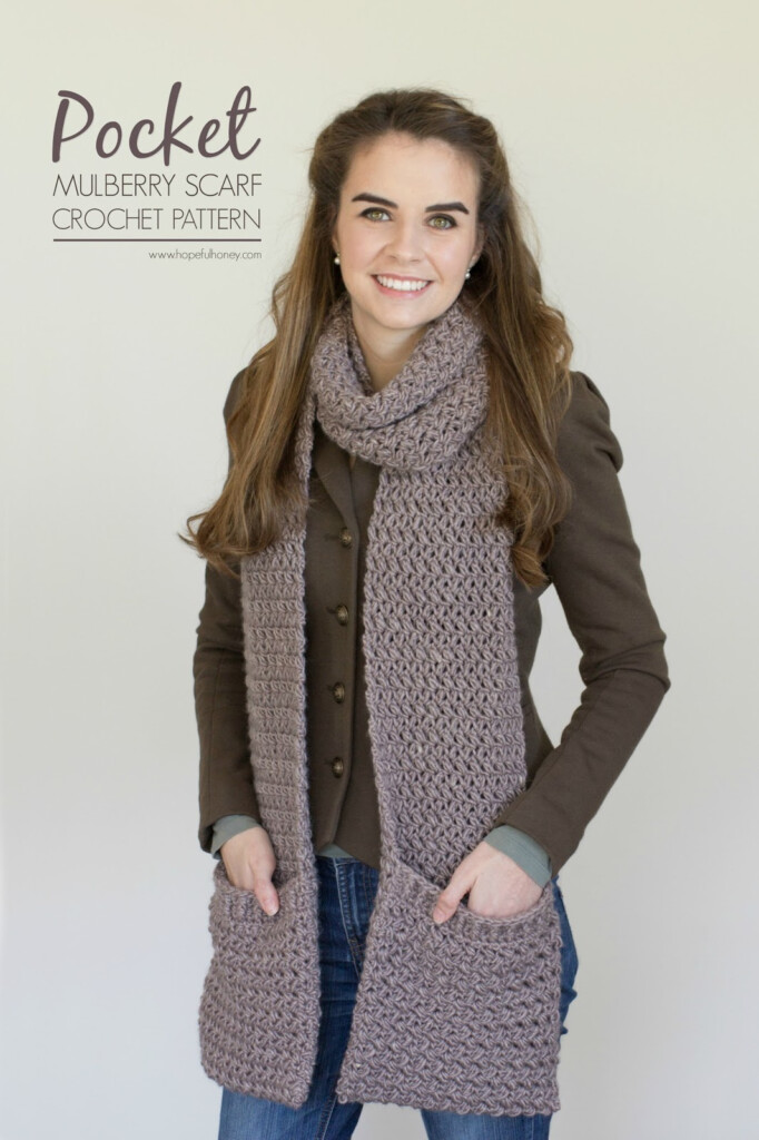 Mulberry Shadow Pocket Scarf Free Crochet Pattern Hopeful Honey 