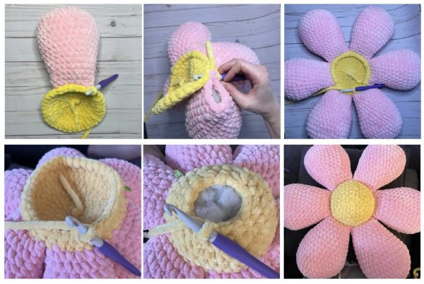 No Sew Flower Pillow Free Crochet Pattern Wonder Crochet