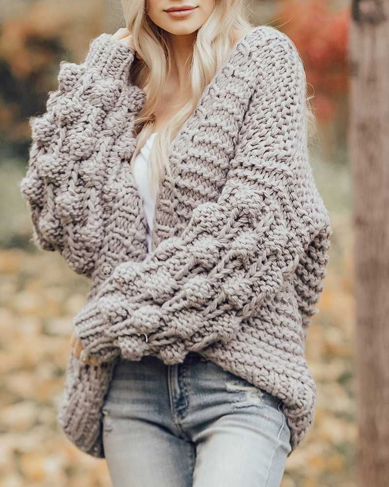 Oversized Chunky Thick Cable Knit Cardigan Sweater Sunifty Cable 