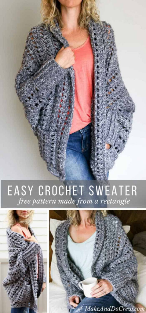 Oversized crochet sweater free pattern Make Do Crew