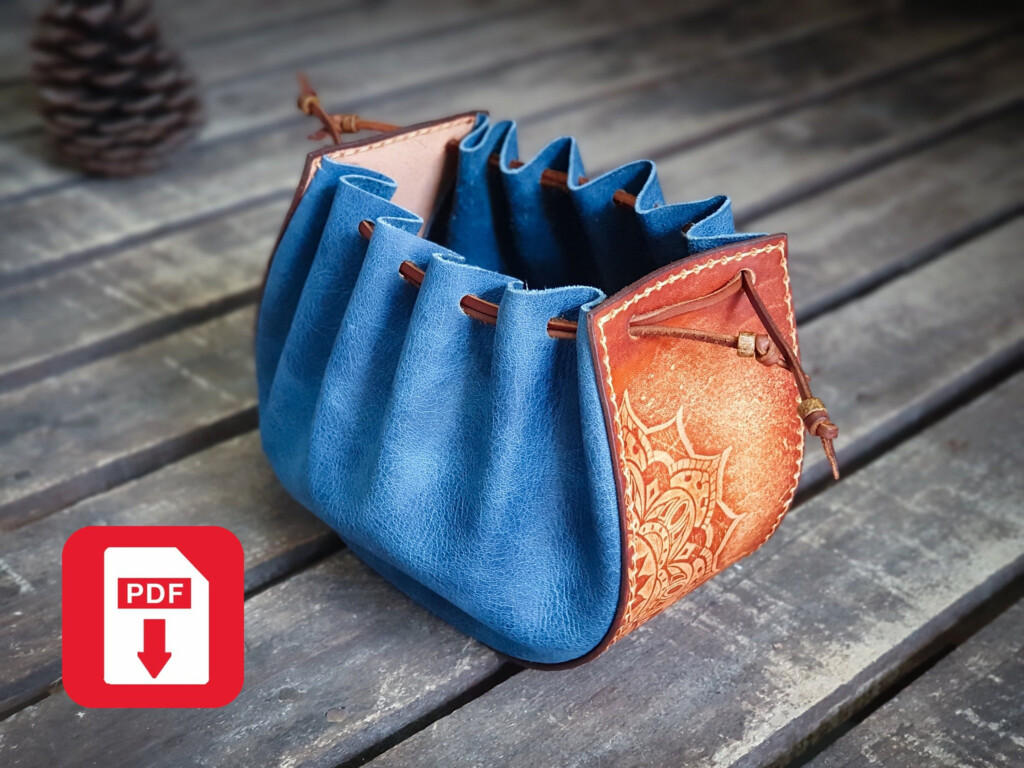 PDF Leather Pattern For Large Dice Pouch Drawstring Pouch Pattern 