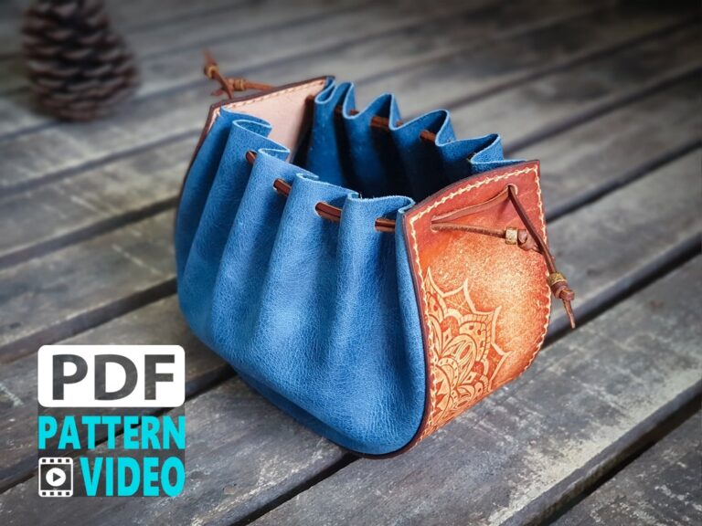PDF Leather Pattern For Large Dice Pouch Drawstring Pouch