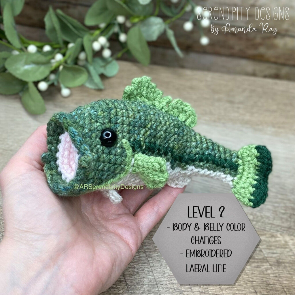 PDF Mini Largemouth Bass No sew Amigurumi Crochet Pattern 