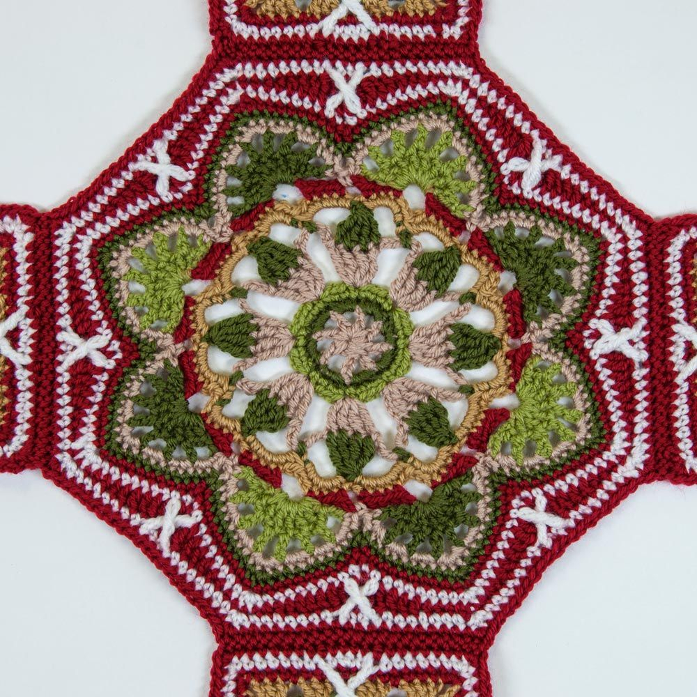 Persian Tiles Throw Mary Maxim Mellowspun DK Granny Square Crochet 