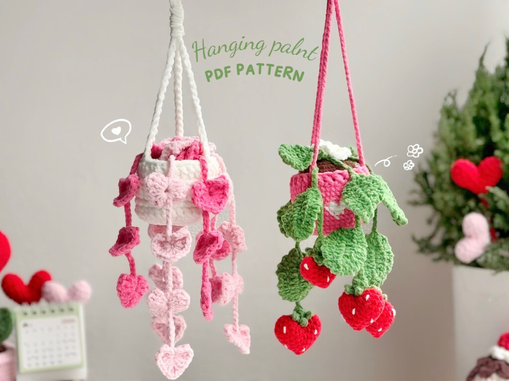 Plant Car Hanging Crochet Pattern Strawberry Car Hanging Pattern 
