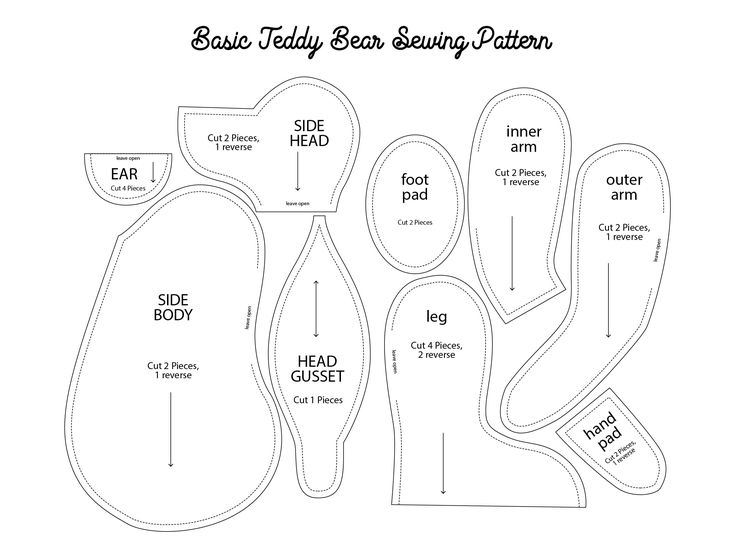 Printable Basic Teddy Bear Sewing Pattern Teddy Bear Sewing Pattern 