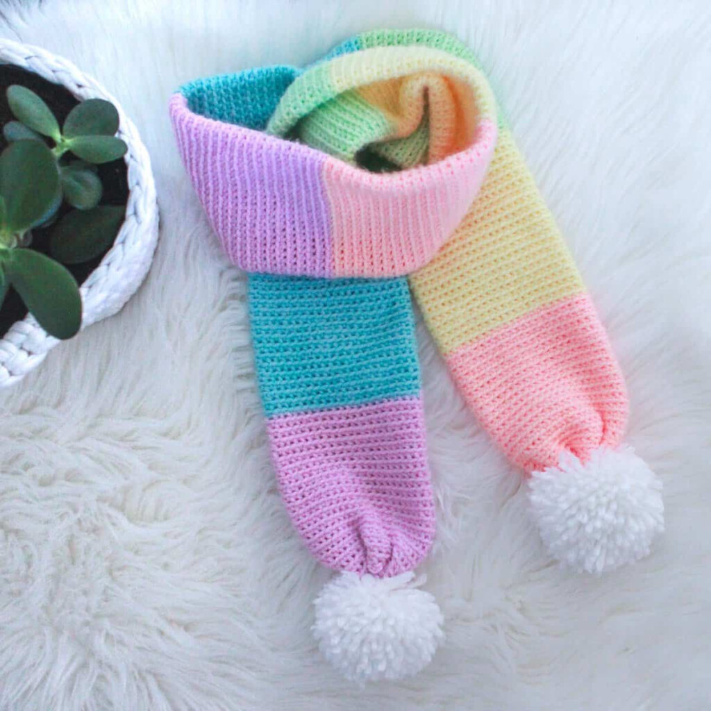 Rainbow Crochet Scarf For Child Free Pattern Ned Mimi