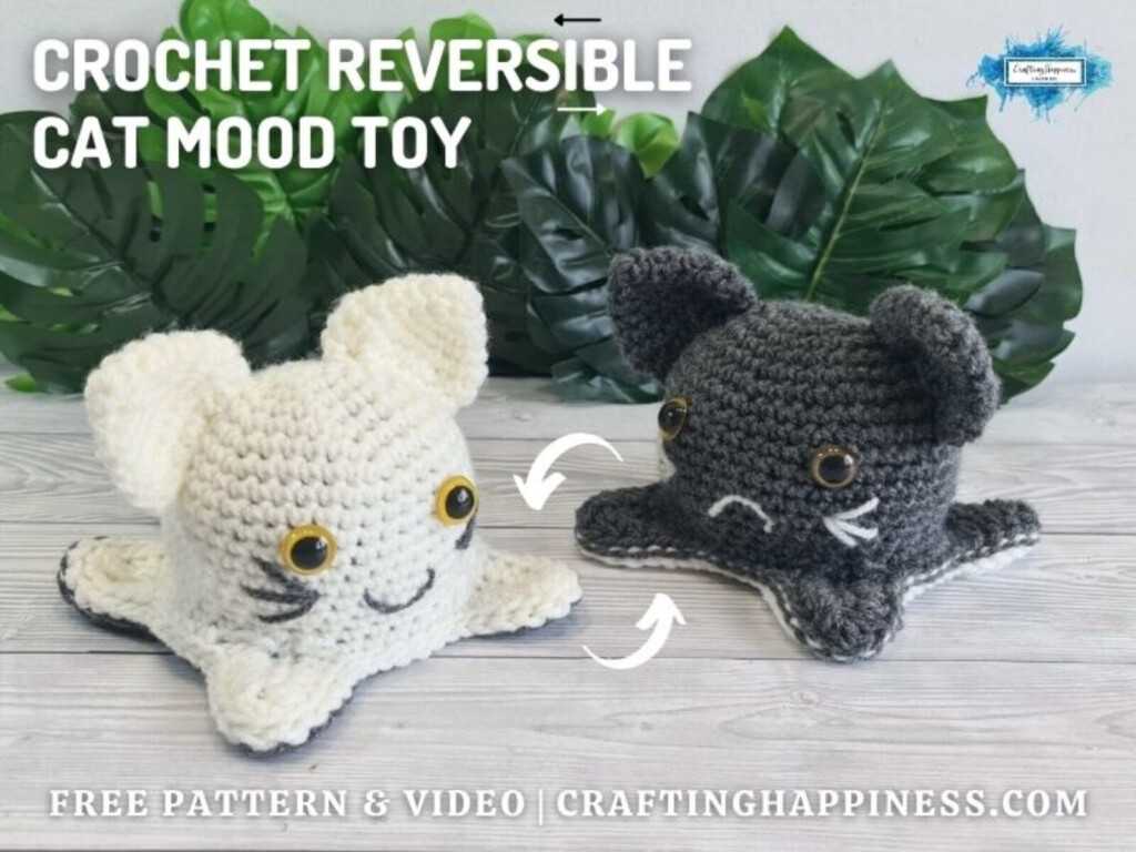 Reversible Cat Mood Toy Free Crochet Pattern Video Crafting Happiness