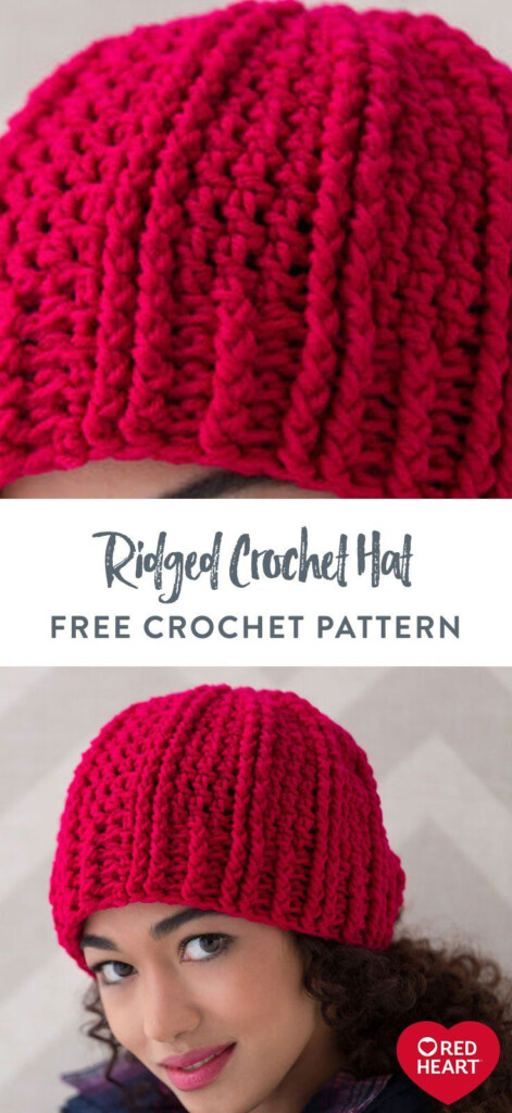 Ridged Crochet Hat Free Crochet Pattern In Red Heart Super Saver Yarn 