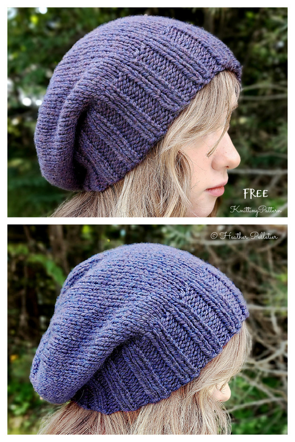 Simple Slouch Beanie Hat Free Knitting Pattern Knitting Pattern