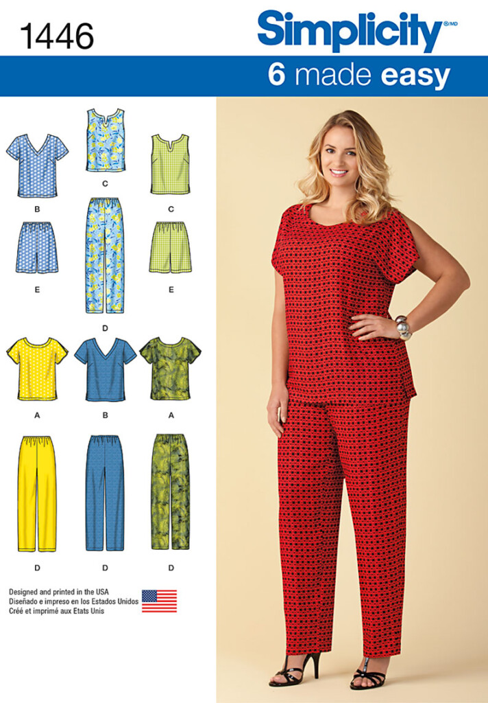Simplicity 1446 Six Made Easy Pull On Tops And Pants Or Shorts For Plus 