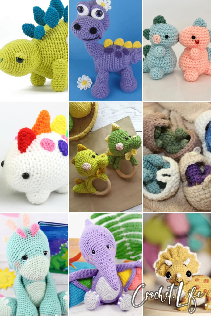 Stuffed Animals Plushies Toys Beginner Crochet Pattern For Dinosaur 