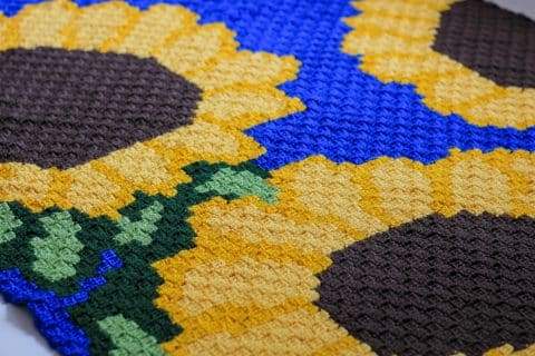Sunflower Crochet Blanket Free C2C Crochet Pattern