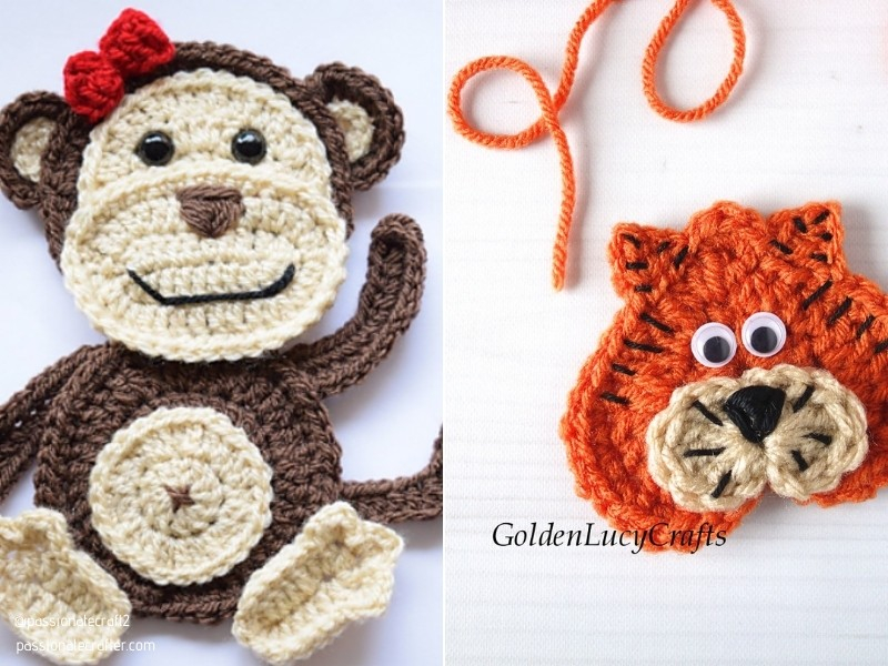Super Fun Animal Appliques Free Crochet Patterns