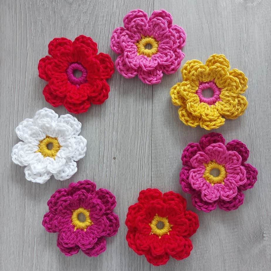 Two Layer Crochet Flowers Free Pattern Annie Design Crochet