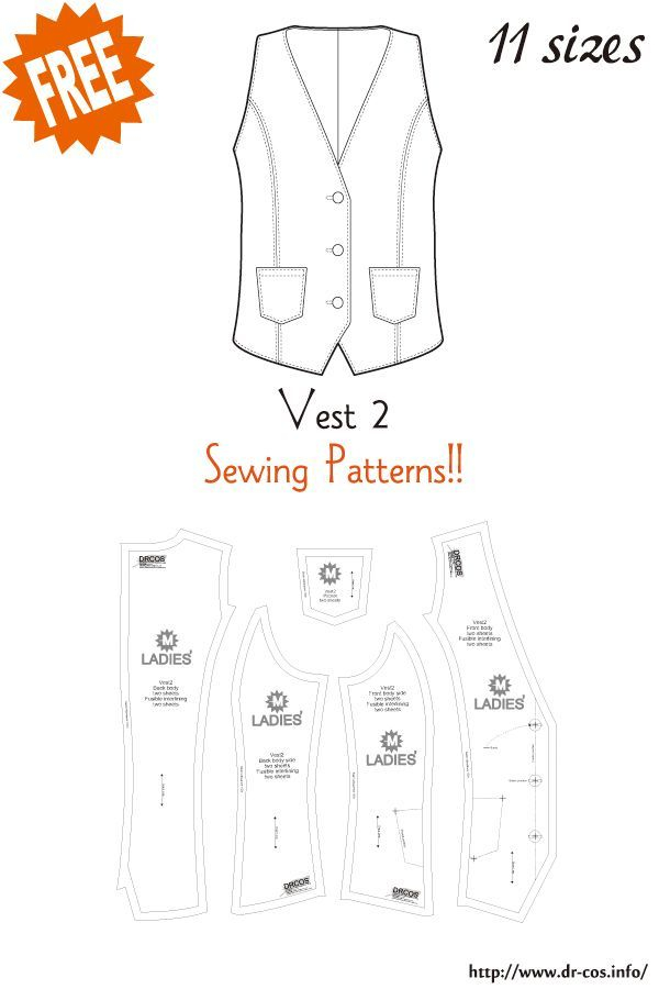 Vest 2 Free Sewing Patterns Vest Sewing Pattern Diy Vest Pattern 
