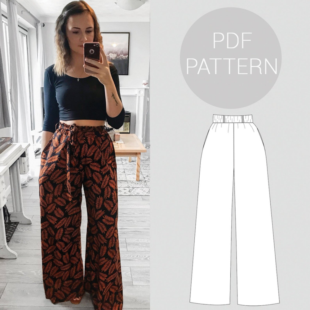 Wide Leg Pants PDF Sewing Pattern For Women NH Patterns Ember Trousers 